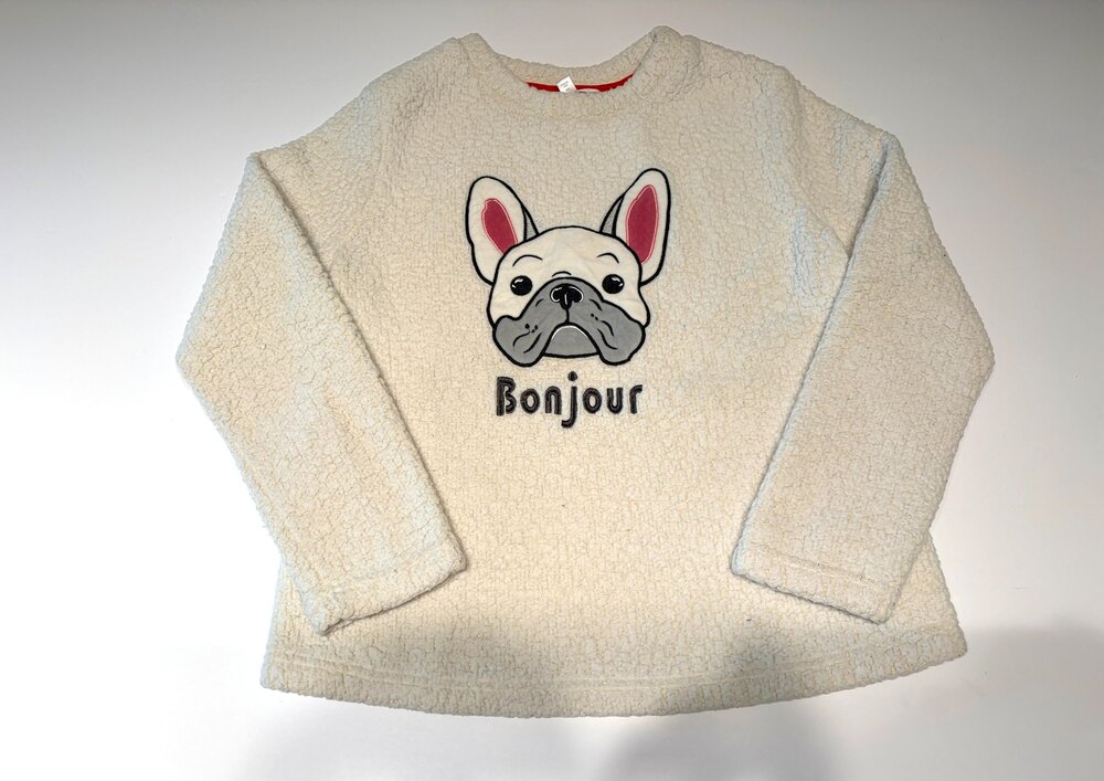 Secret Treasures Sherpa Pullover Sweatshirt French Bulldog Bonjour S